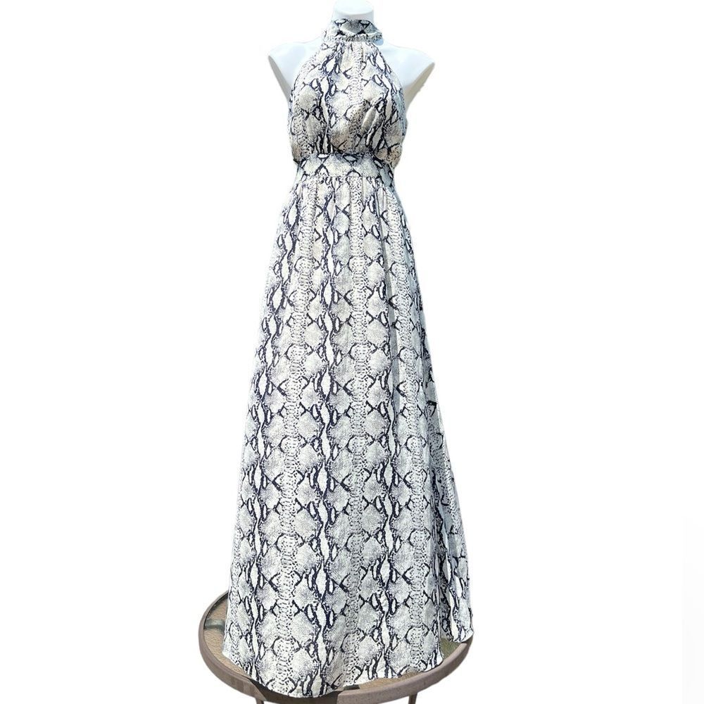 Ark & Co Animal Print Sleeveless Halter Maxi Dress Size Small